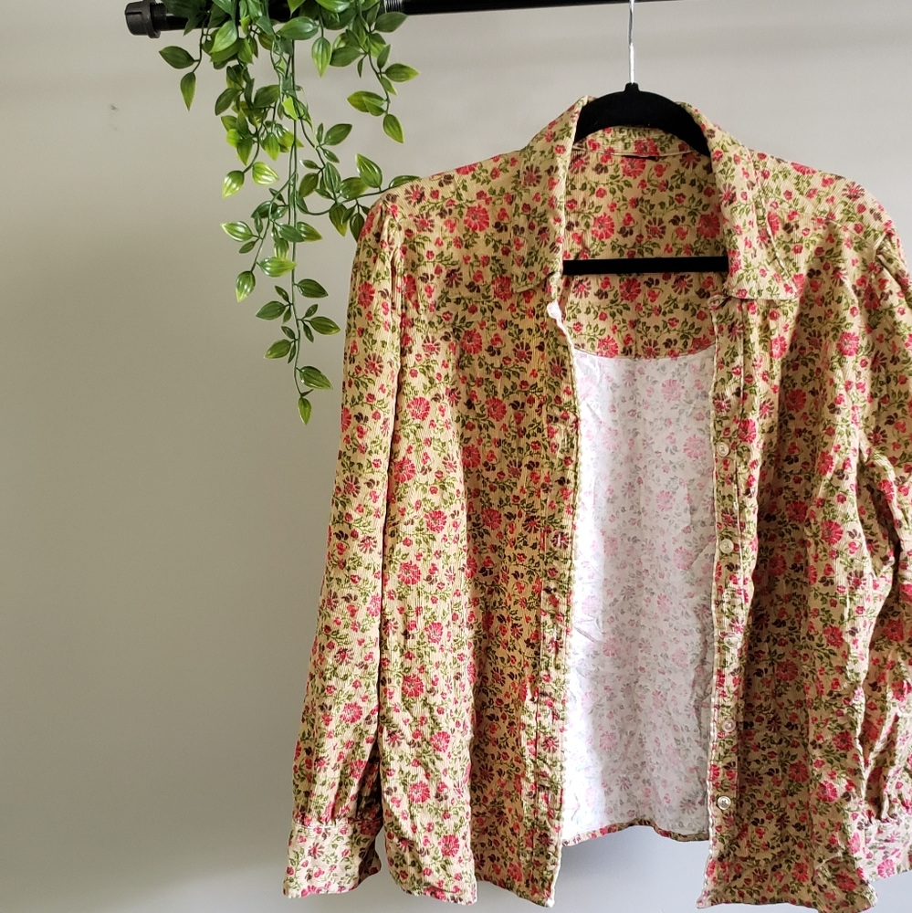 -SOLD- Floral Corduroy Button Down